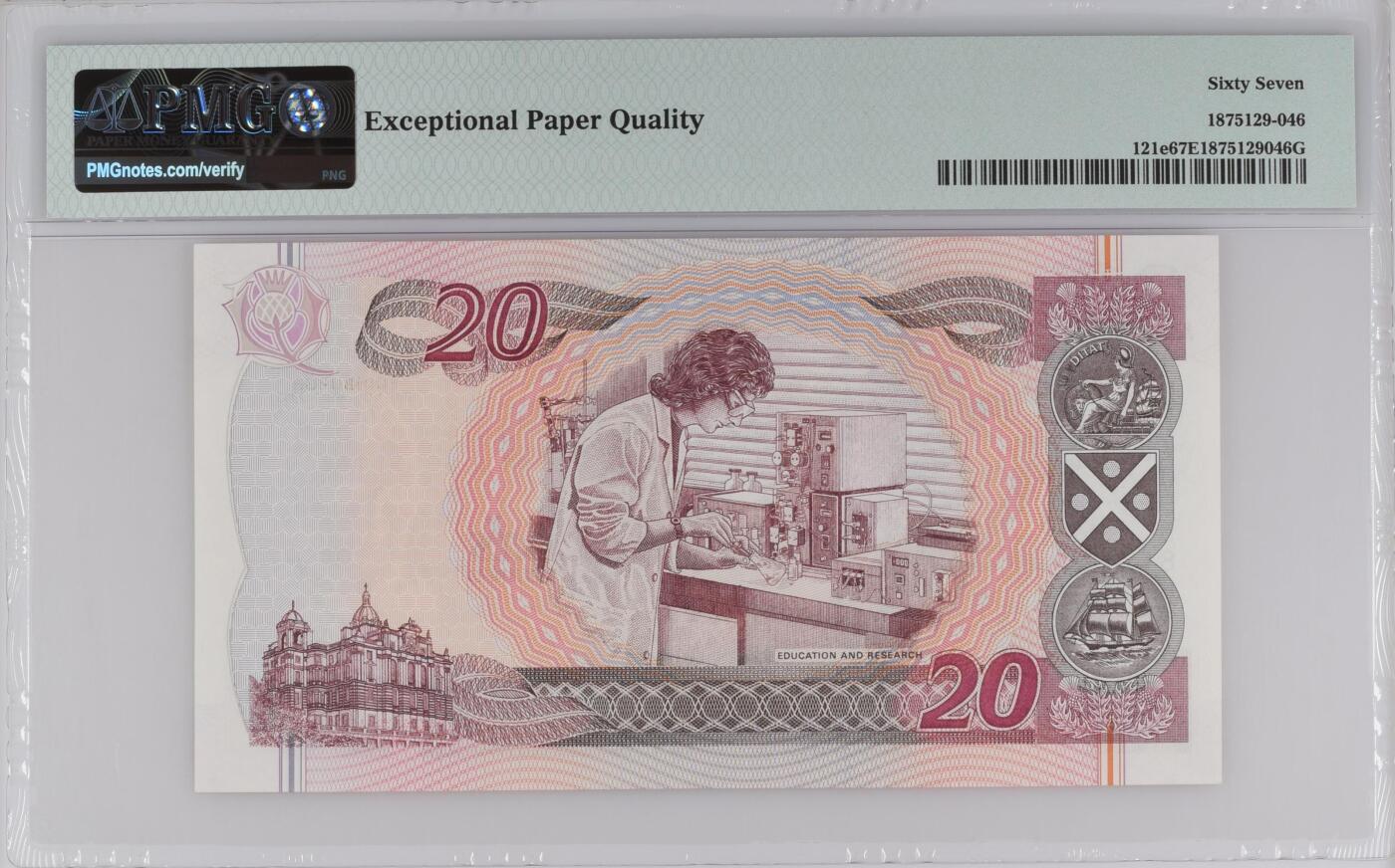 【礼羽收藏】🌏世界钱币拍卖第111期 【PMG67】欧洲，英国，苏格兰，苏格兰银行成立300周年，纪念钞，无4尾88