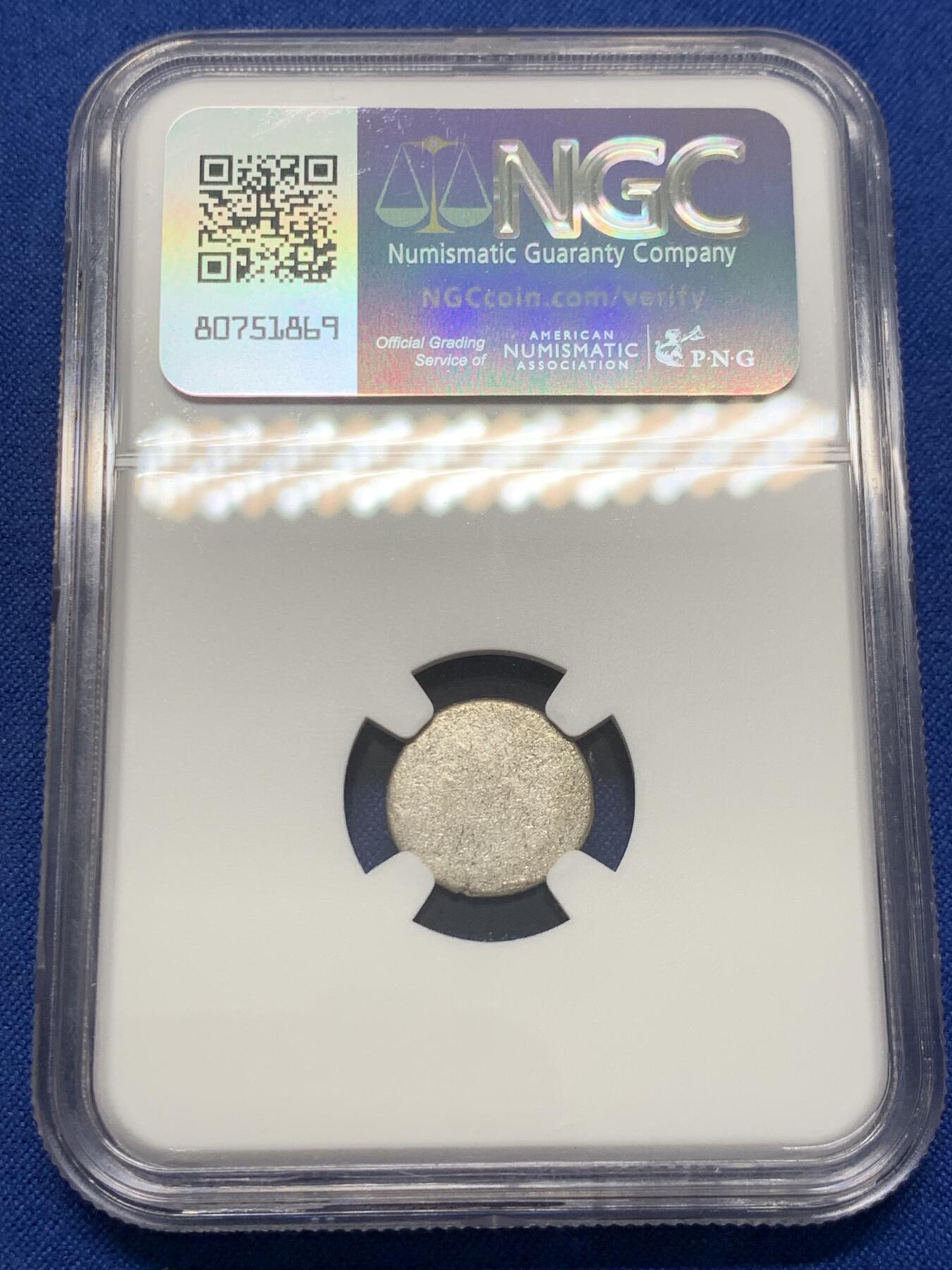 《竞宝斋》第436场 周日，周一2场连拍 （全场包邮） NGC AU58 柬埔寨 1600-1860 小鸟 2PE 银币 东南亚经典品种 少见高分好品