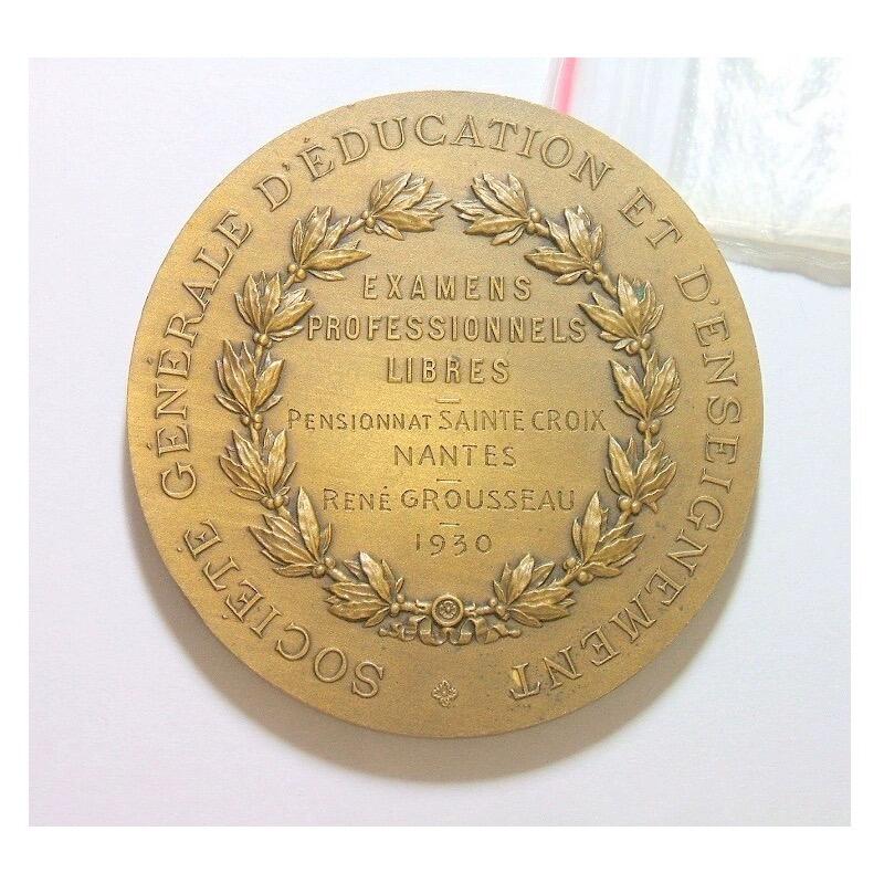 法国1930年 女神坐像高浮雕精制大铜章 50MM