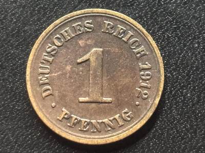 邮泉阁限时拍卖第三十五场 德国硬币专场（硬币在国外。请付邮费6元。） - 德意志帝国1912年1芬尼F版