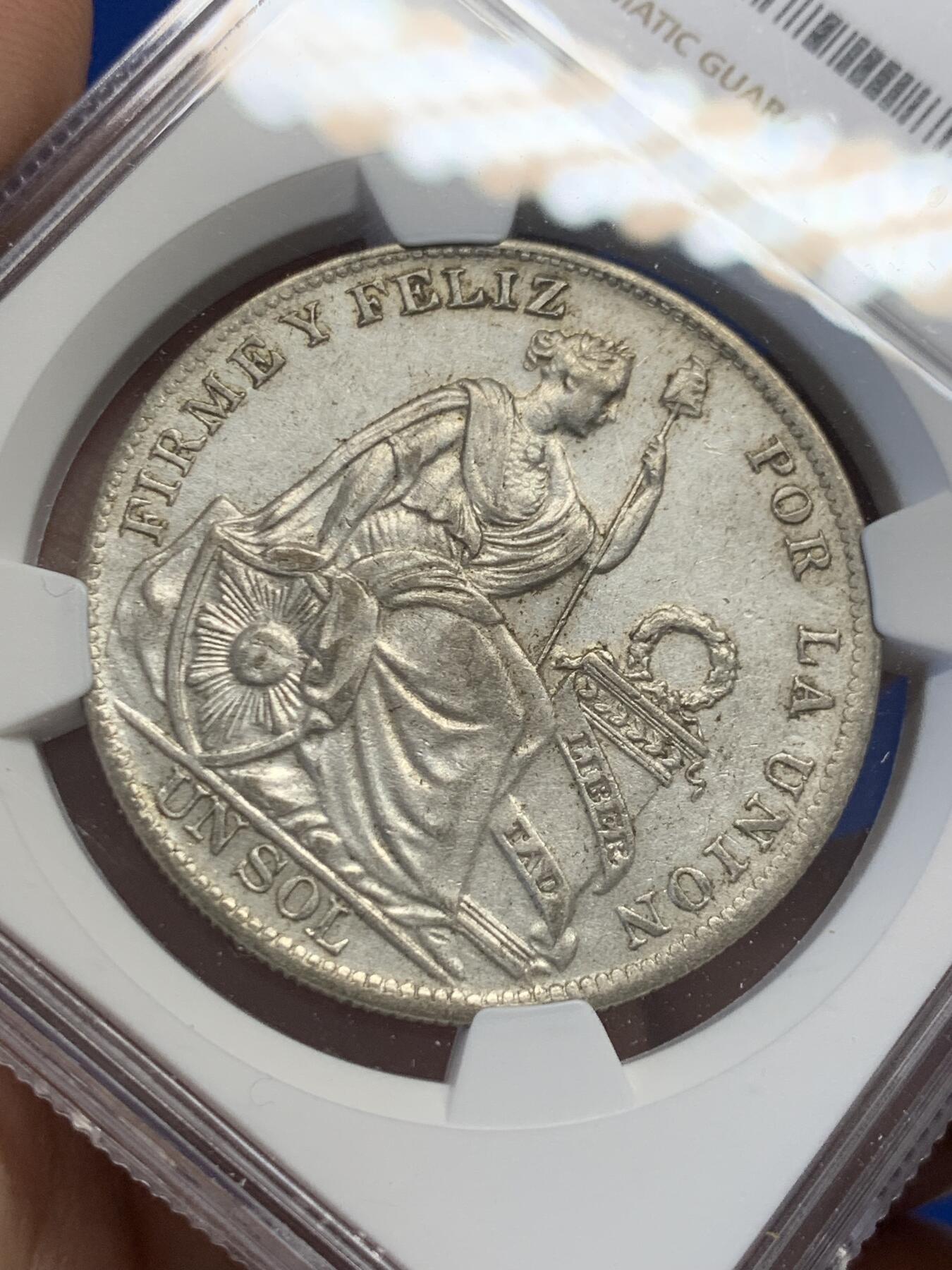 《竞宝斋》第436场 周日，周一2场连拍 （全场包邮） NGC AUD 秘鲁 1935年 女神 1索尔 银币