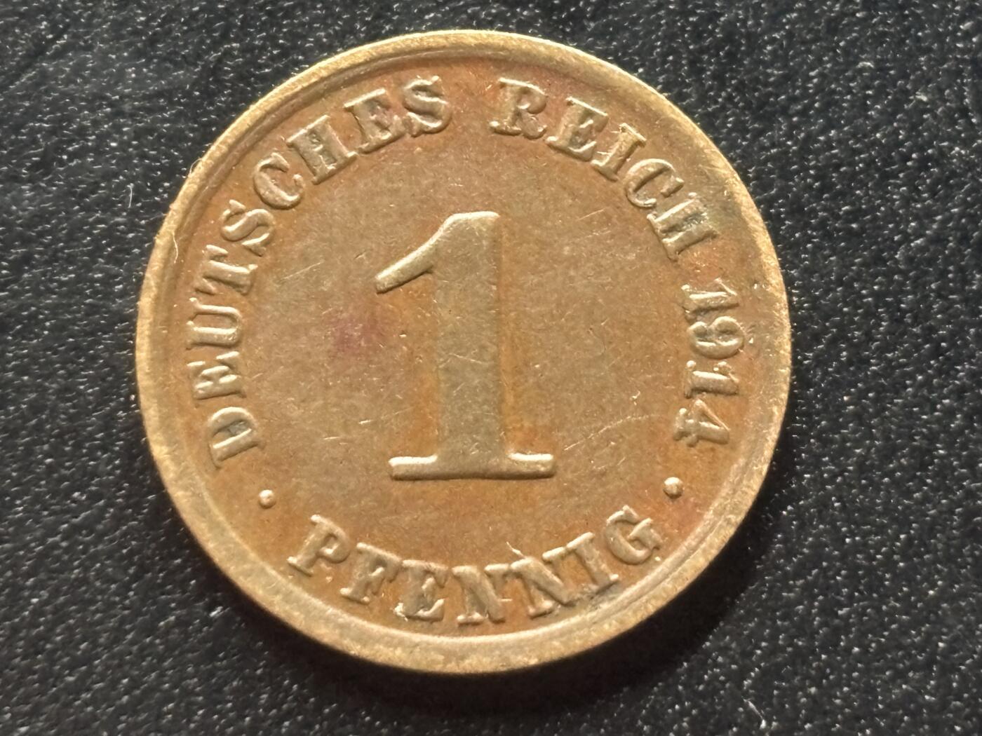 邮泉阁限时拍卖第三十五场 德国硬币专场（硬币在国外。请付邮费6元。） 德意志帝国1914年1芬尼A版