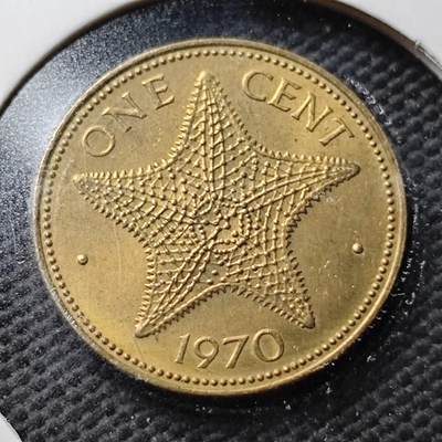 KK钱币收藏小铺  第367场  2月预留时间 周末发货 -  1970巴哈马1分海星