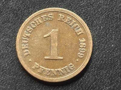 邮泉阁限时拍卖第三十五场 德国硬币专场（硬币在国外。请付邮费6元。） 德意志帝国1899年1芬尼F版