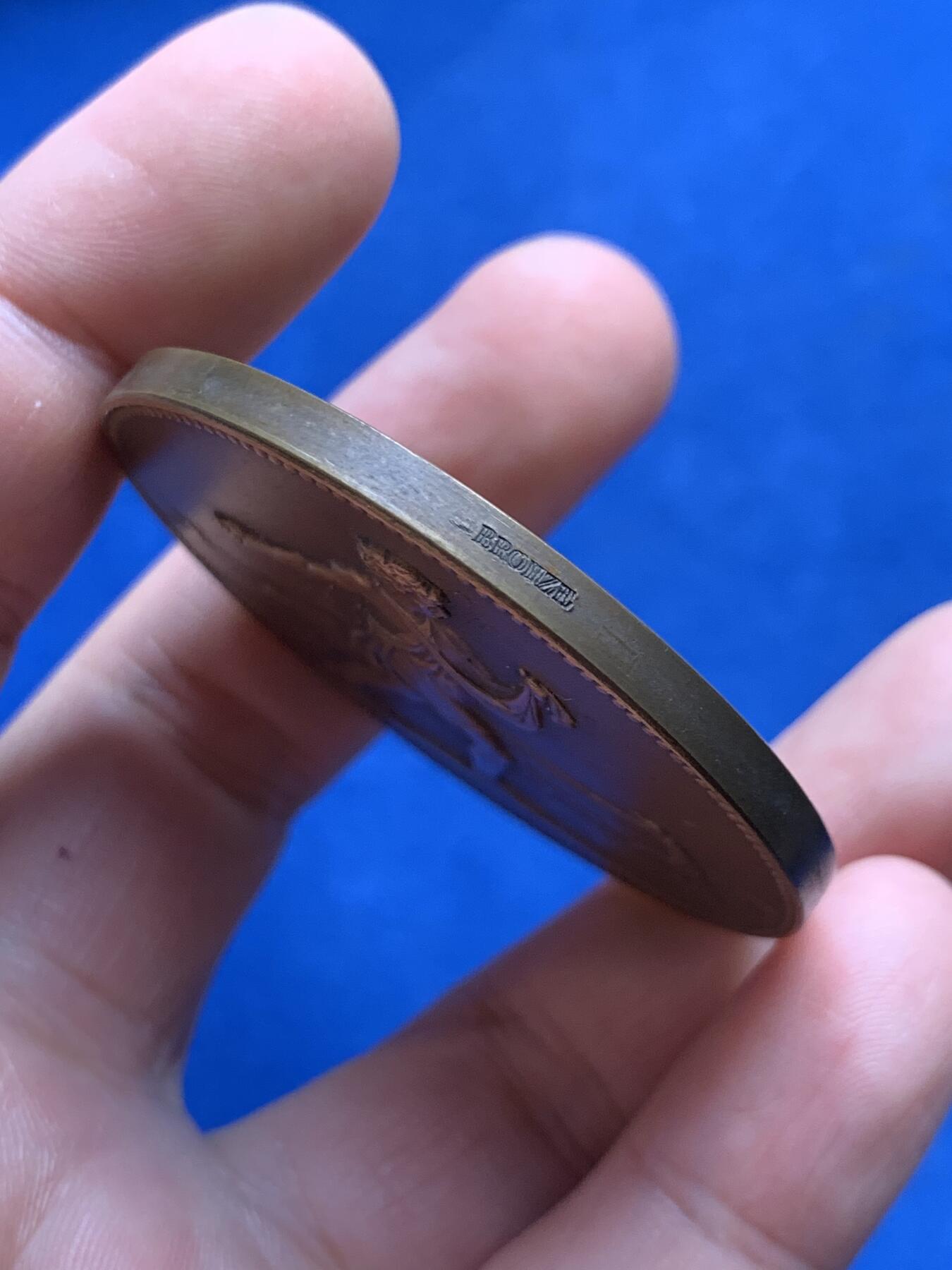 《竞宝斋》第436场 周日，周一2场连拍 （全场包邮） 法国农业播种者铜章 67.7克 50.2mm 铜标边铭 带盒