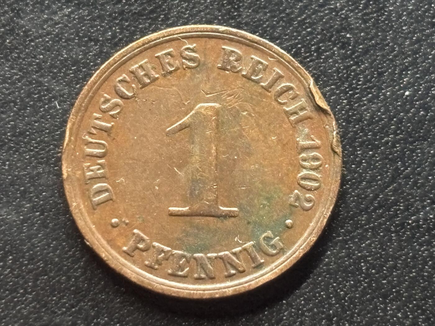 邮泉阁限时拍卖第三十五场 德国硬币专场（硬币在国外。请付邮费6元。） 德意志帝国1902年1芬尼A版