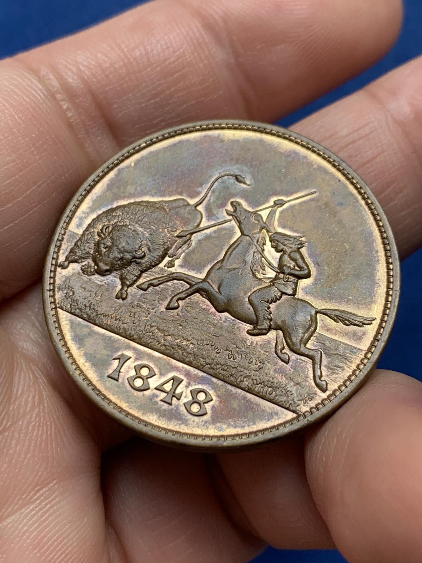 《竞宝斋》第436场 周日，周一2场连拍 （全场包邮） 奥马哈1898年密西西比河博览会纪念章 16.4克 3.9mm 非常少见的品种