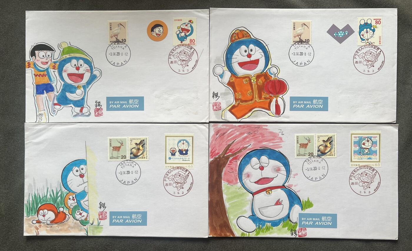 【手绘封】日本寄出 哆啦A梦 纪念戳 手绘封 一封价格 私聊选图