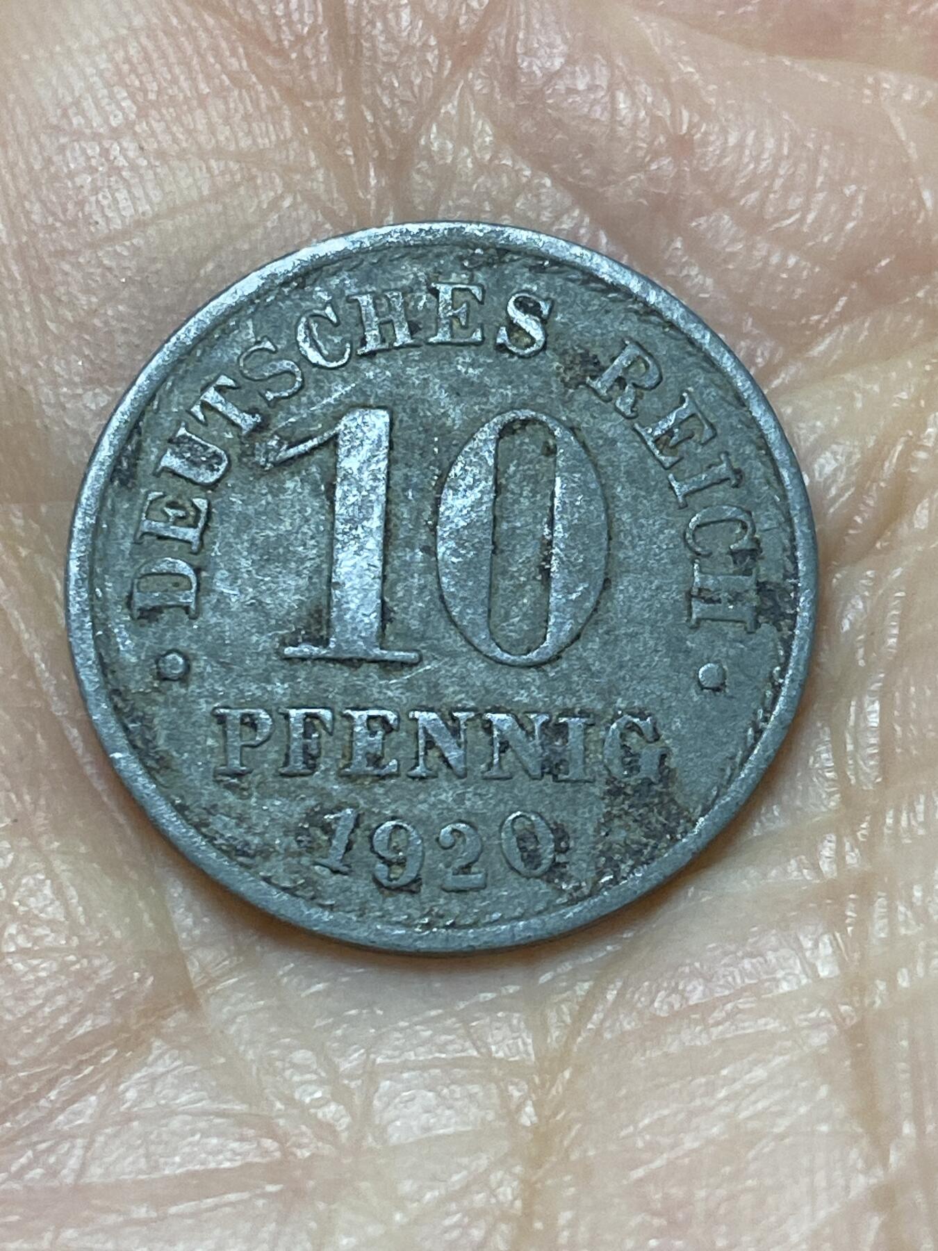 2025年第一百二十六场(总第一百五十二场）外国好品散币(免佣金) 德意志帝国1920年10芬尼锌币(德意志帝国向魏玛共和国过渡硬币)