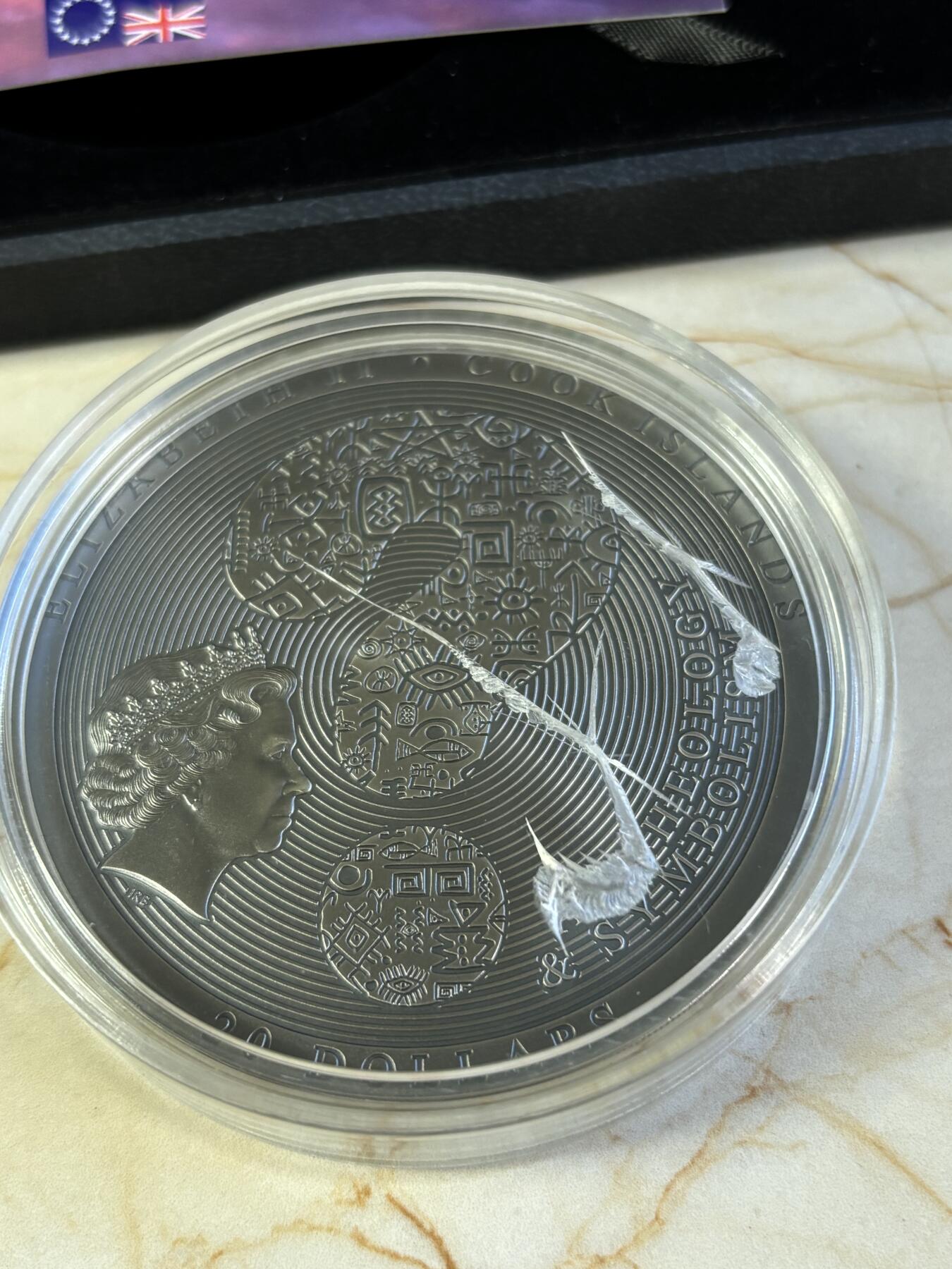 第181期拍卖 库克2023年考古系列10安提基特拉机械仿古纪念银币，999银，发行333枚，塑料盒有裂痕