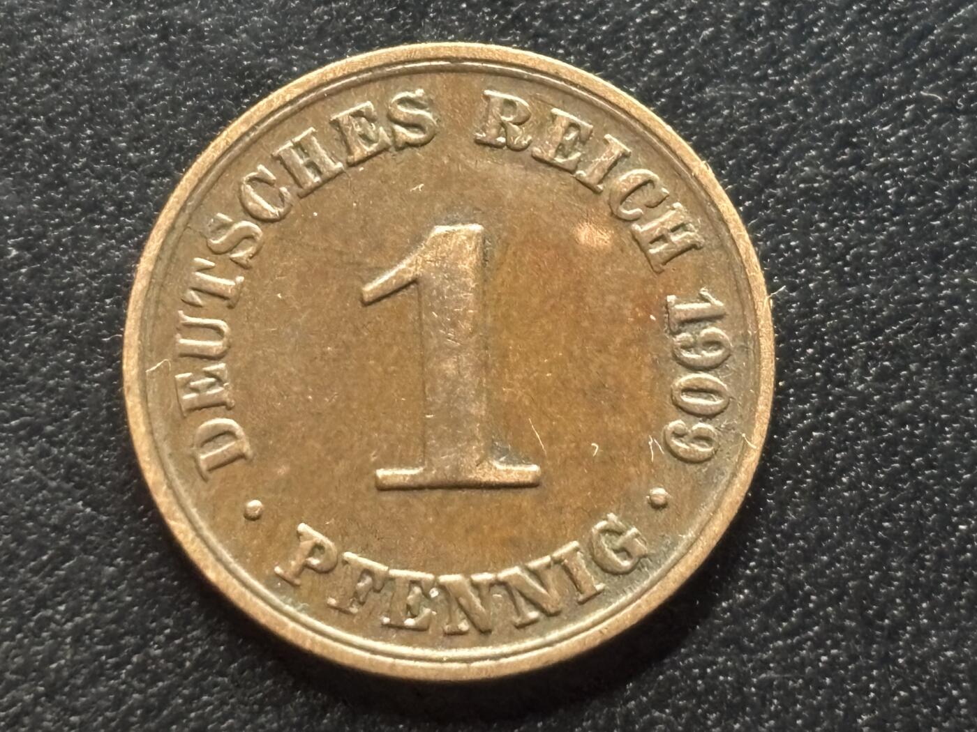 邮泉阁限时拍卖第三十五场 德国硬币专场（硬币在国外。请付邮费6元。） 德意志帝国1909年1芬尼A版