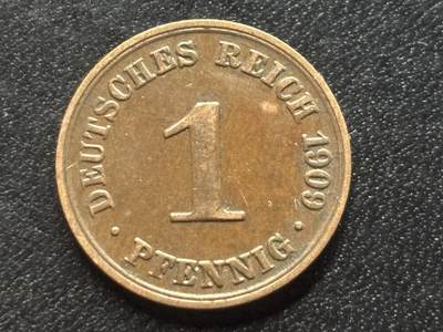 邮泉阁限时拍卖第三十五场 德国硬币专场（硬币在国外。请付邮费6元。） - 德意志帝国1909年1芬尼A版