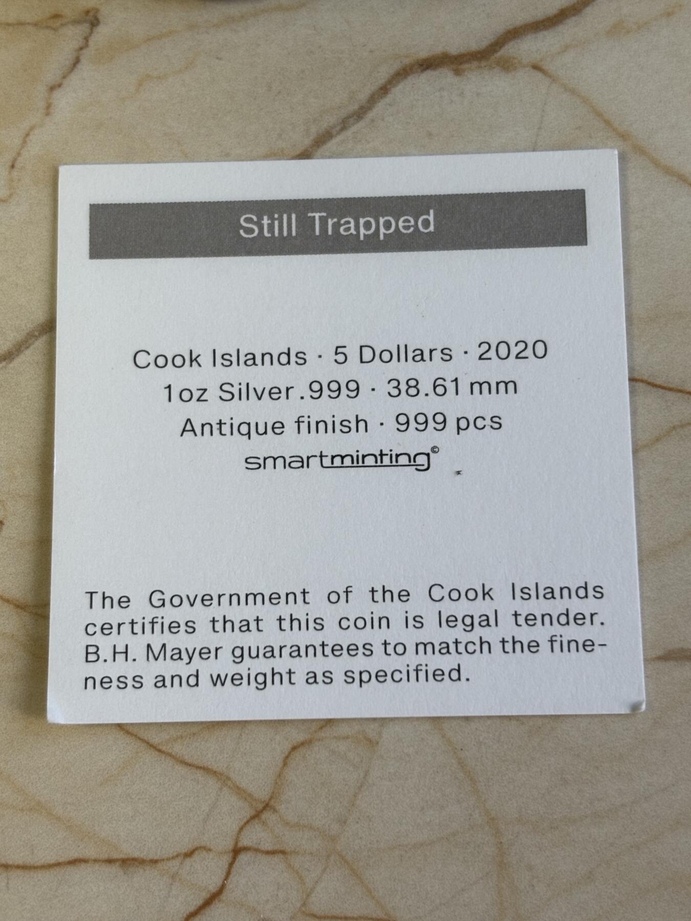 第181期拍卖 库克2020年困境与迷茫1盎司高浮雕纪念银币，999银，发行999枚