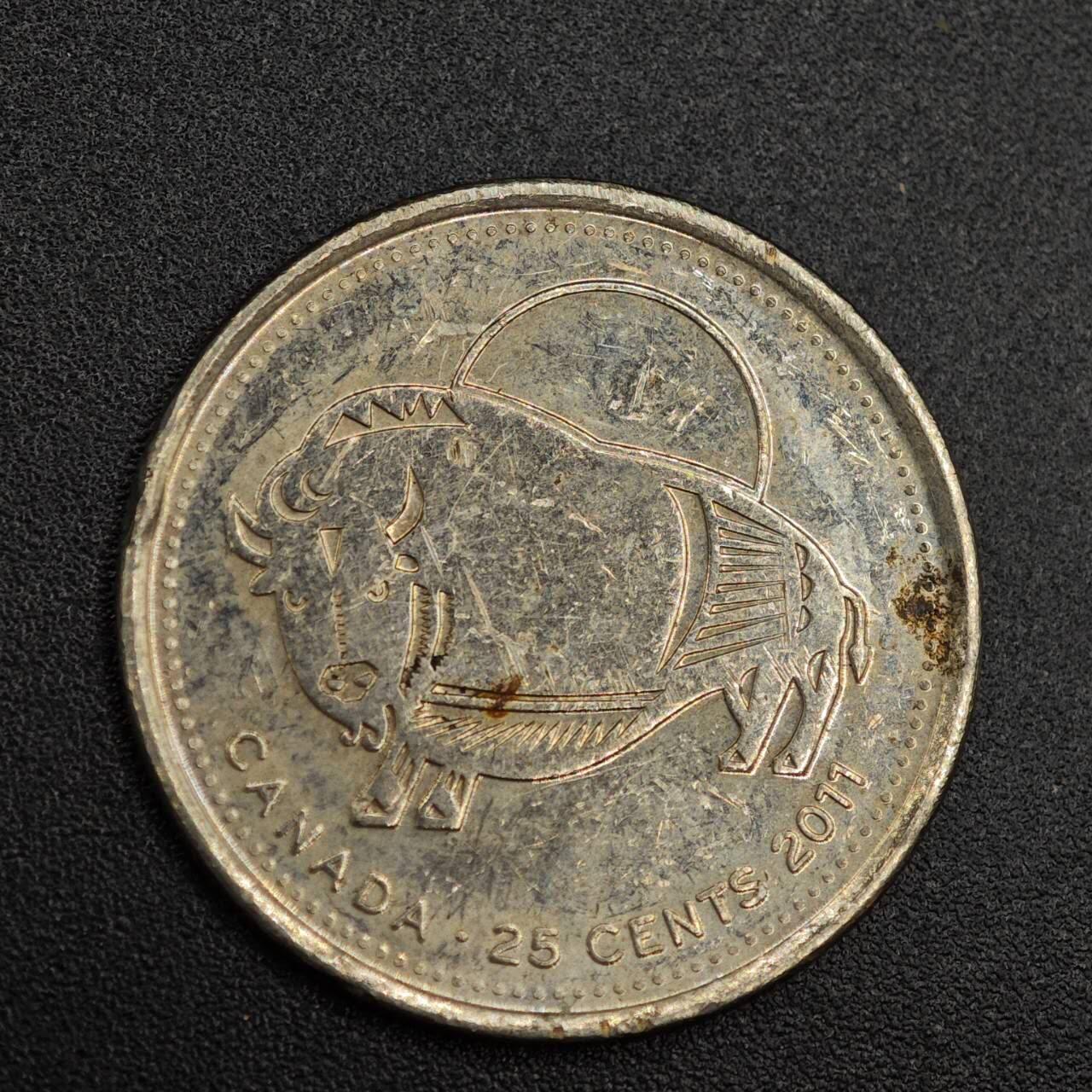 【淘币小摊】实时拍第七百九十三拍   散币场   满百包邮可预留二周 每周一统一发货   加拿大2011年25分纪念币