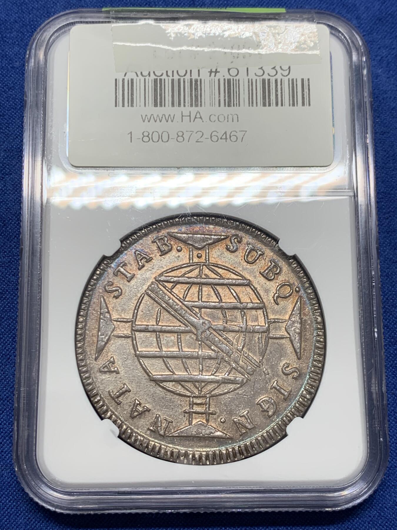 《竞宝斋》第436场 周日，周一2场连拍 （全场包邮） NGC MS63 葡属巴西 1815年B版960R大银币 包浆特别漂亮 打的也很正 光泽度很不错