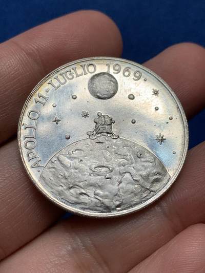 《竞宝斋》第436场 周日，周一2场连拍 （全场包邮） - 阿波罗11号1969年飞船登月镀银纪念章 15.5克 35mm