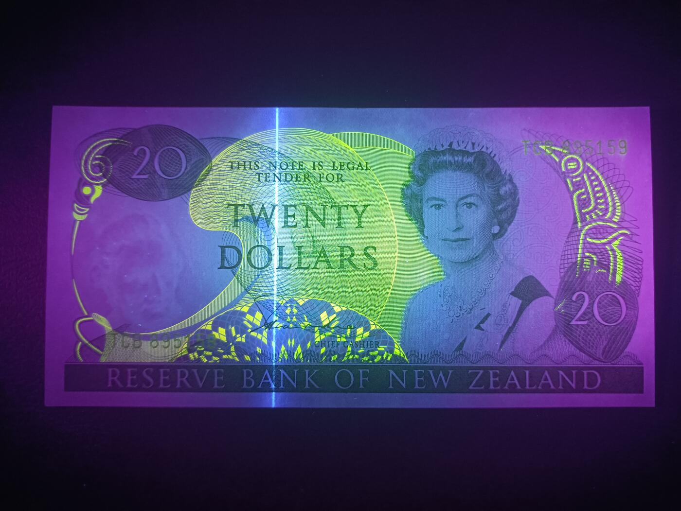 2025十一月第三期，总201期 新西兰1985版20元UNC-无47，中年女王和鸽子