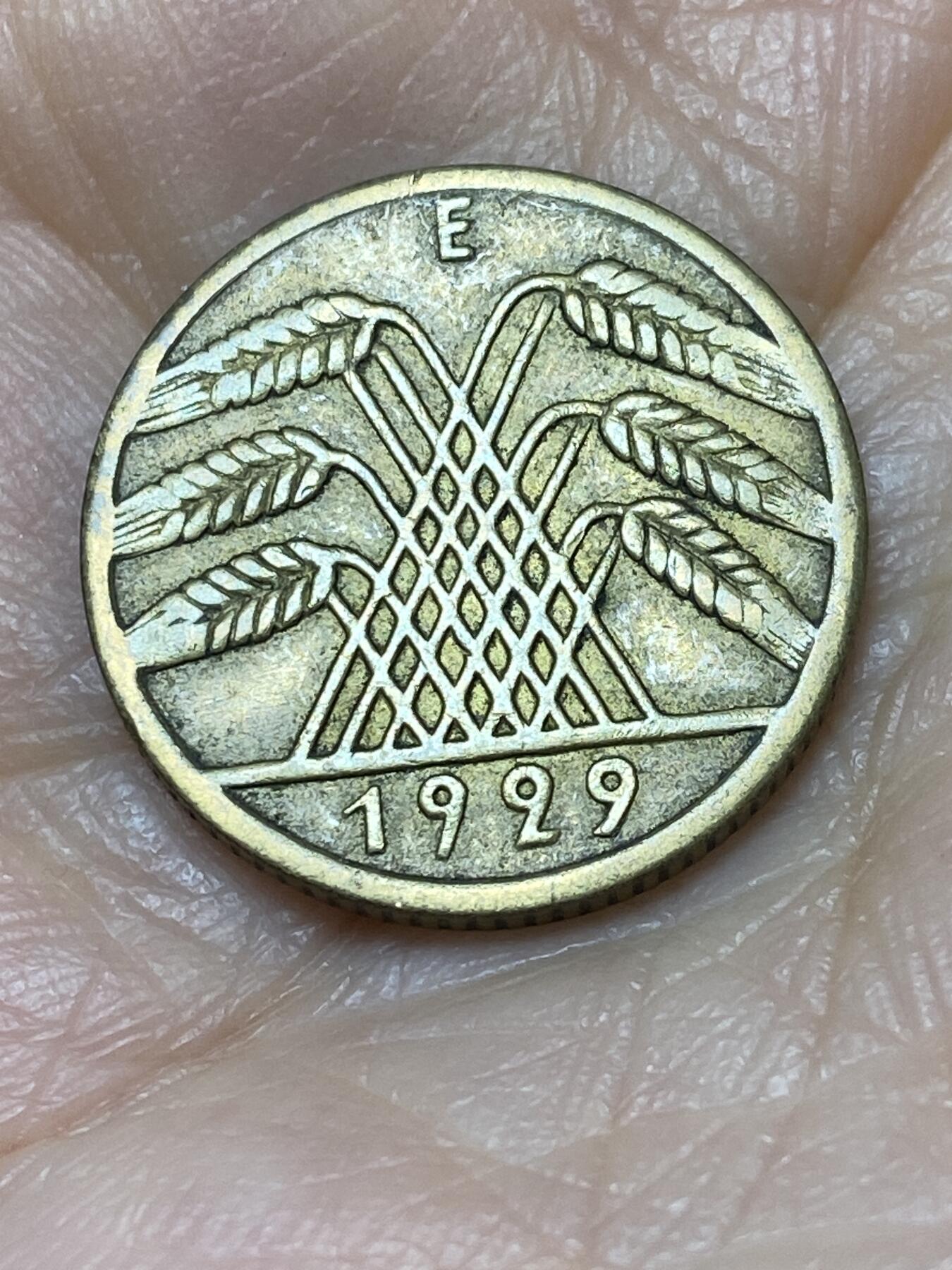 2025年第一百二十六场(总第一百五十二场）外国好品散币(免佣金) 稀少年份厂标–德意志魏玛共和国1929年10芬尼(E标，穆尔登许滕造)