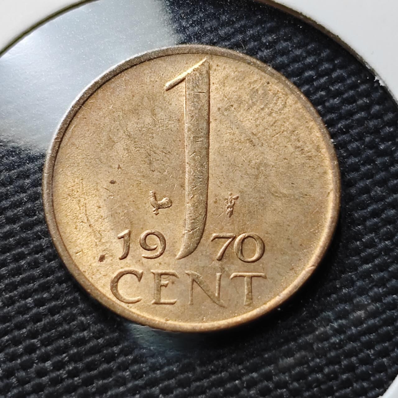 KK钱币收藏小铺  第367场  2月预留时间 周末发货  1970荷兰1分铜币 好品