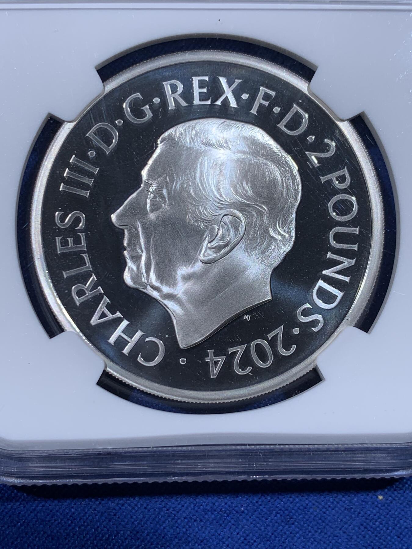 《竞宝斋》第436场 周日，周一2场连拍 （全场包邮） NGC PF69UC 英国 2024年 不列颠女神 浪姐 2镑 精制1盎司银币 999纯银 31.21克