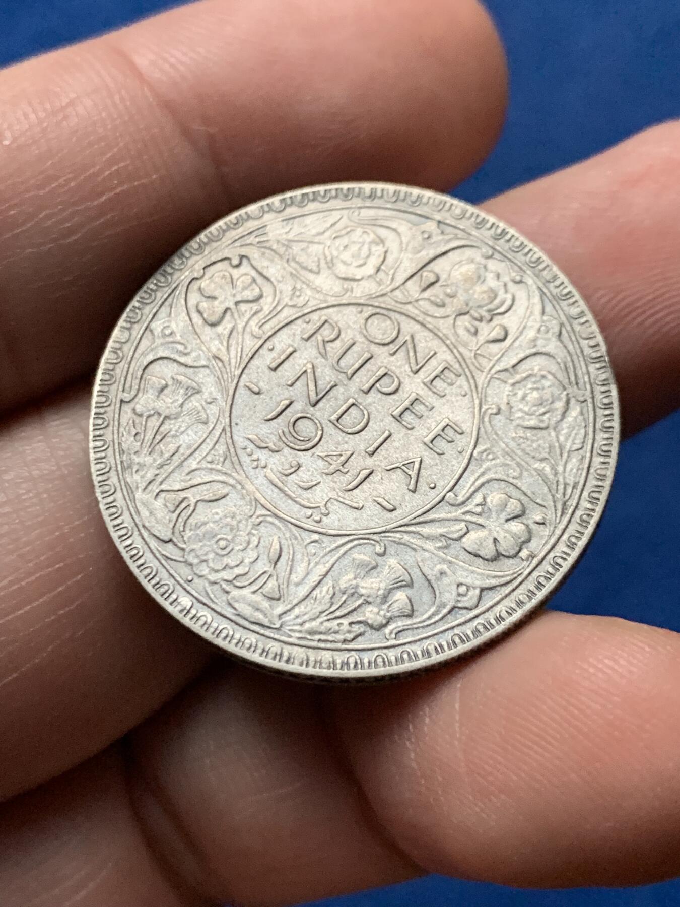 《竞宝斋》第436场 周日，周一2场连拍 （全场包邮） 英属印度1941年乔治六世一卢比银币