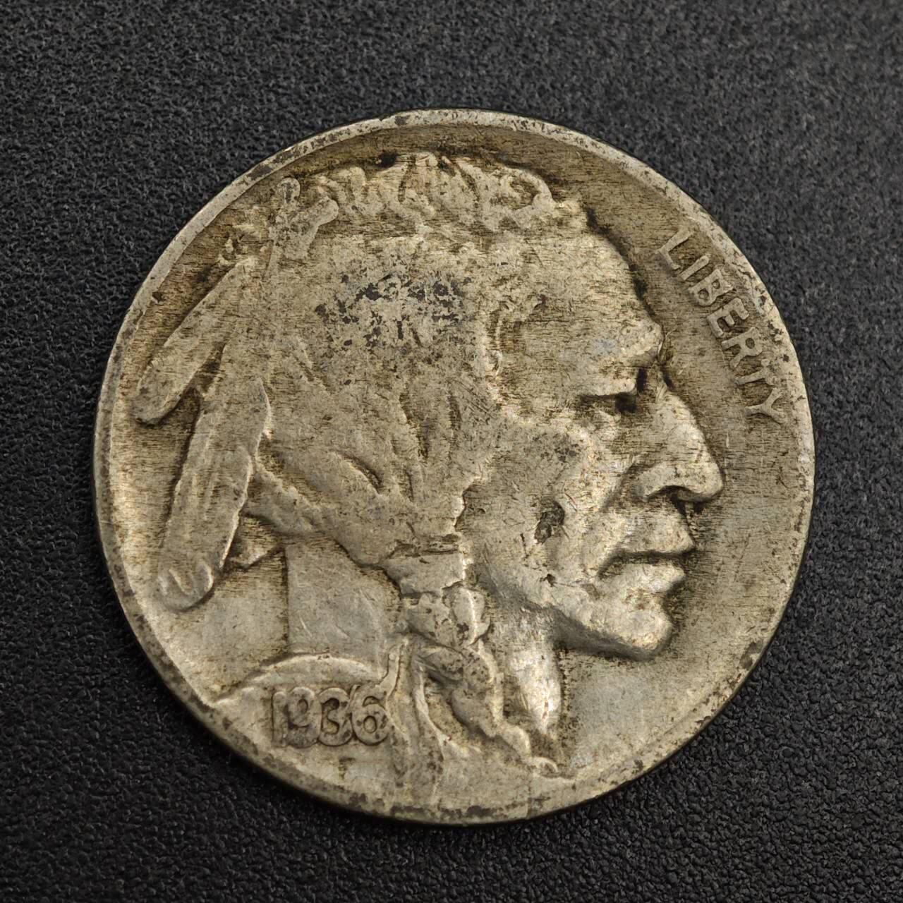 【淘币小摊】实时拍第七百九十三拍   散币场   满百包邮可预留二周 每周一统一发货   美国1936年野牛五分