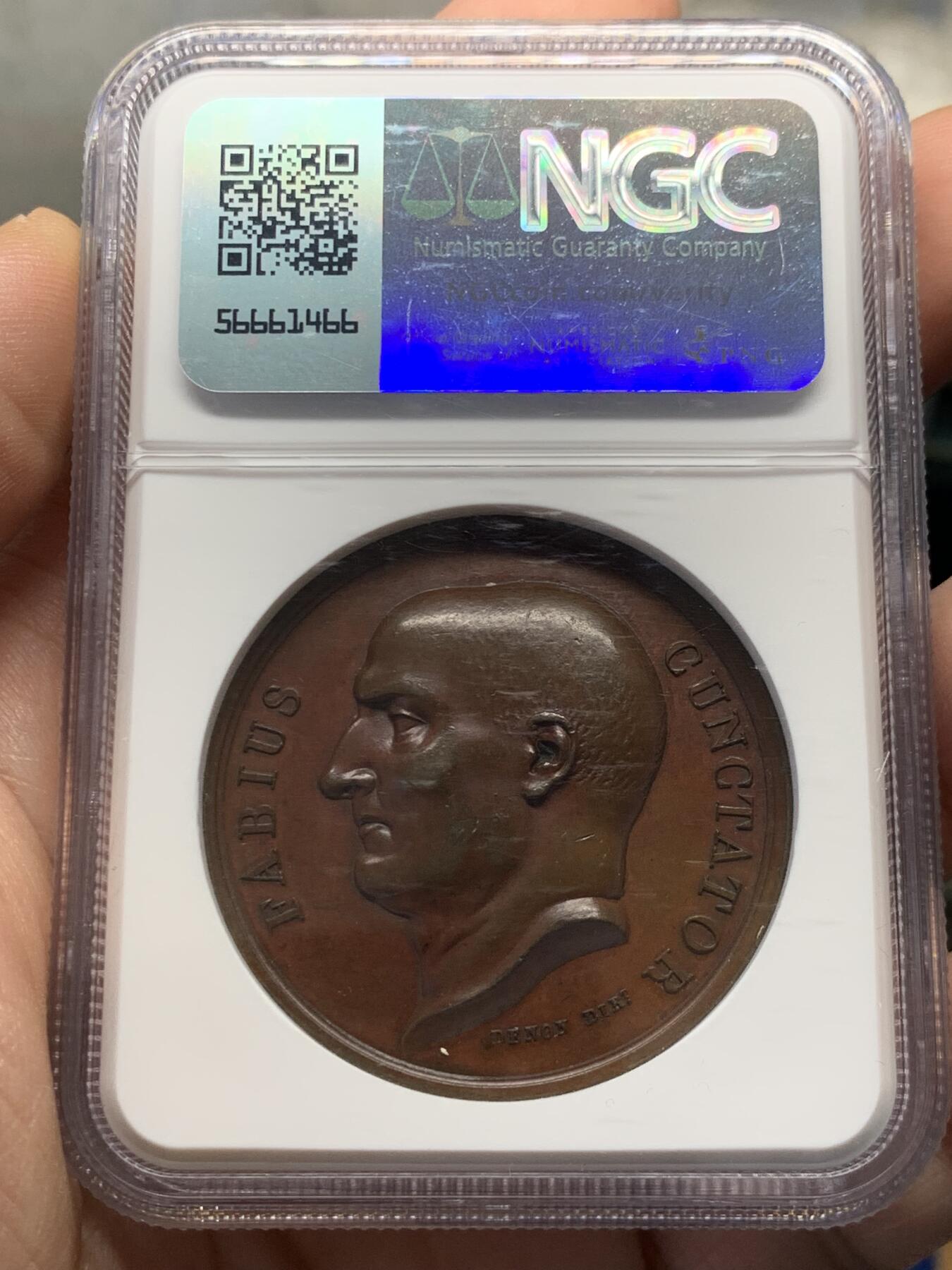 《竞宝斋》第436场 周日，周一2场连拍 （全场包邮） NGC MS62BN 法国拿破仑一世在奥斯特罗德纪念铜章 加厚盒