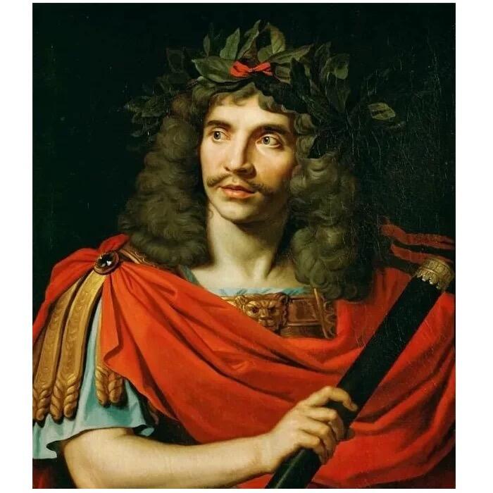 法国1816年 大文豪莫里哀高浮雕精制大铜章 40MM