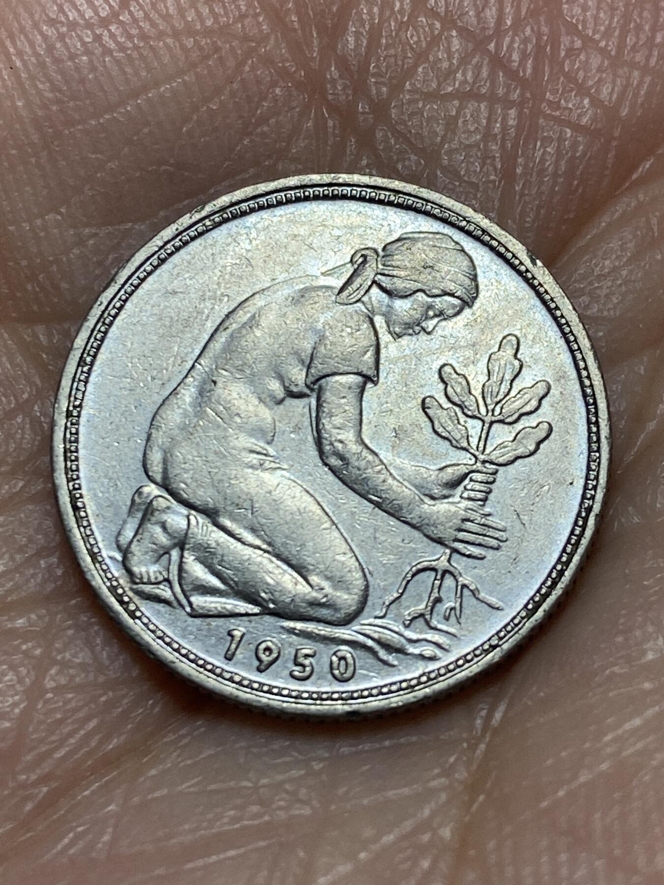 2025年第一百二十六场(总第一百五十二场）外国好品散币(免佣金) 德国🇩🇪1950年50芬尼(J标，汉堡造，首发年)