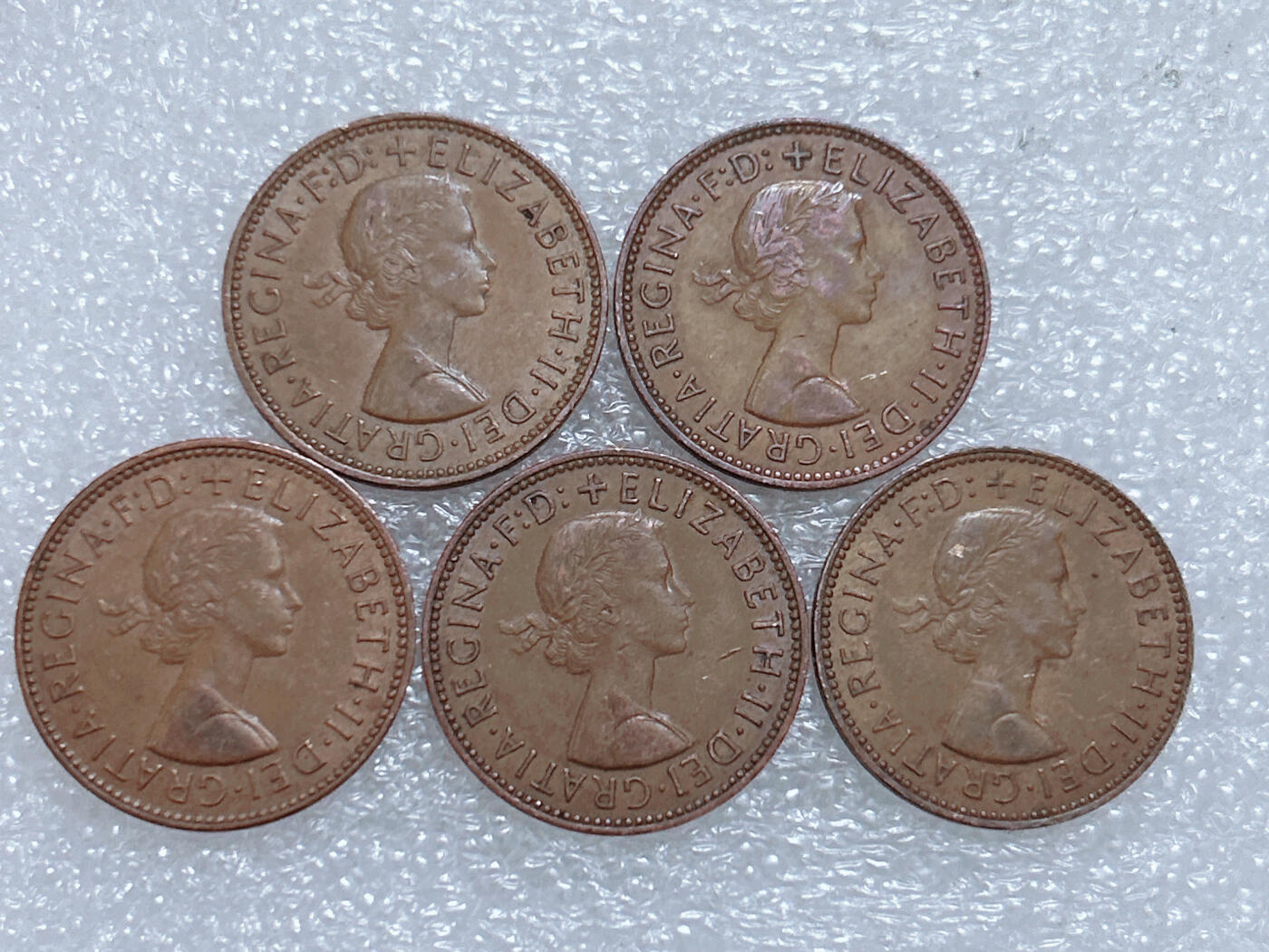 第一海外回流一元起拍收藏 散集专场  第264期 英国女王版60年代半便士硬币 5枚 好品