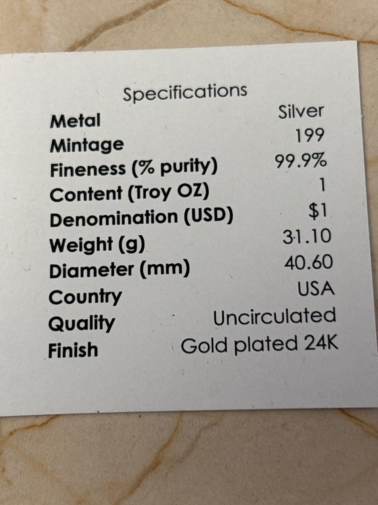 第181期拍卖 美国2020年女神鹰洋疫情名画2维纳斯的诞生彩银币，999银镀金，1盎司，发行199枚