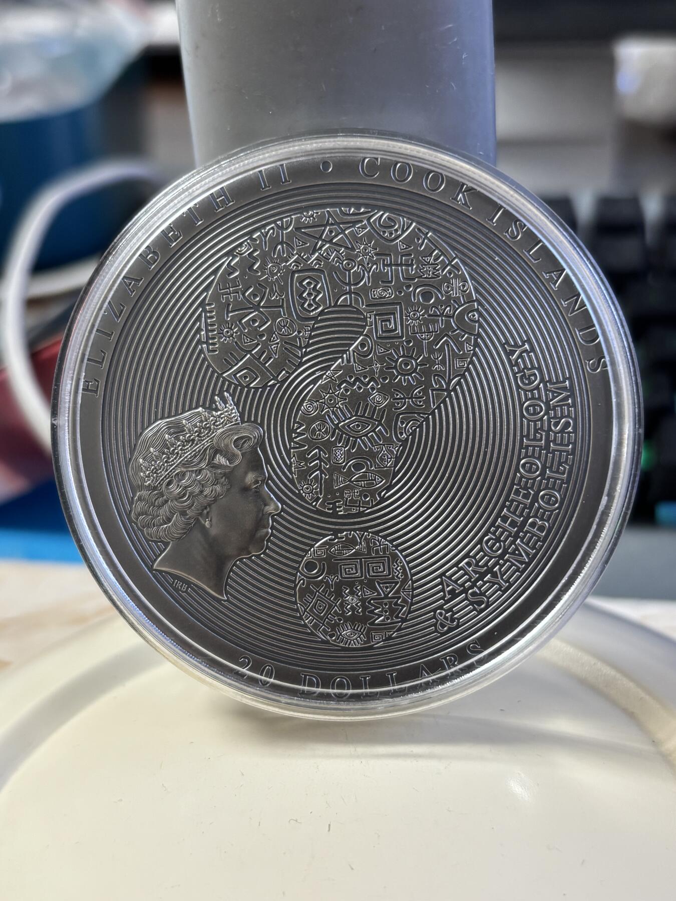 第181期拍卖 库克2023年考古系列10安提基特拉机械仿古纪念银币，999银，发行333枚，塑料盒有裂痕