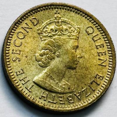 文馨钱币收藏第 280 场， 长期接收代拍品 - 原铜光品相 1971 年英属香港五仙铜币，伊丽莎白二世时期，第三版首发年