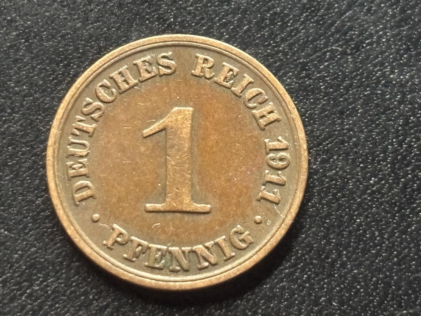 邮泉阁限时拍卖第三十五场 德国硬币专场（硬币在国外。请付邮费6元。） 德意志帝国1911年1芬尼A版