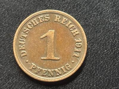 邮泉阁限时拍卖第三十五场 德国硬币专场（硬币在国外。请付邮费6元。） - 德意志帝国1911年1芬尼A版