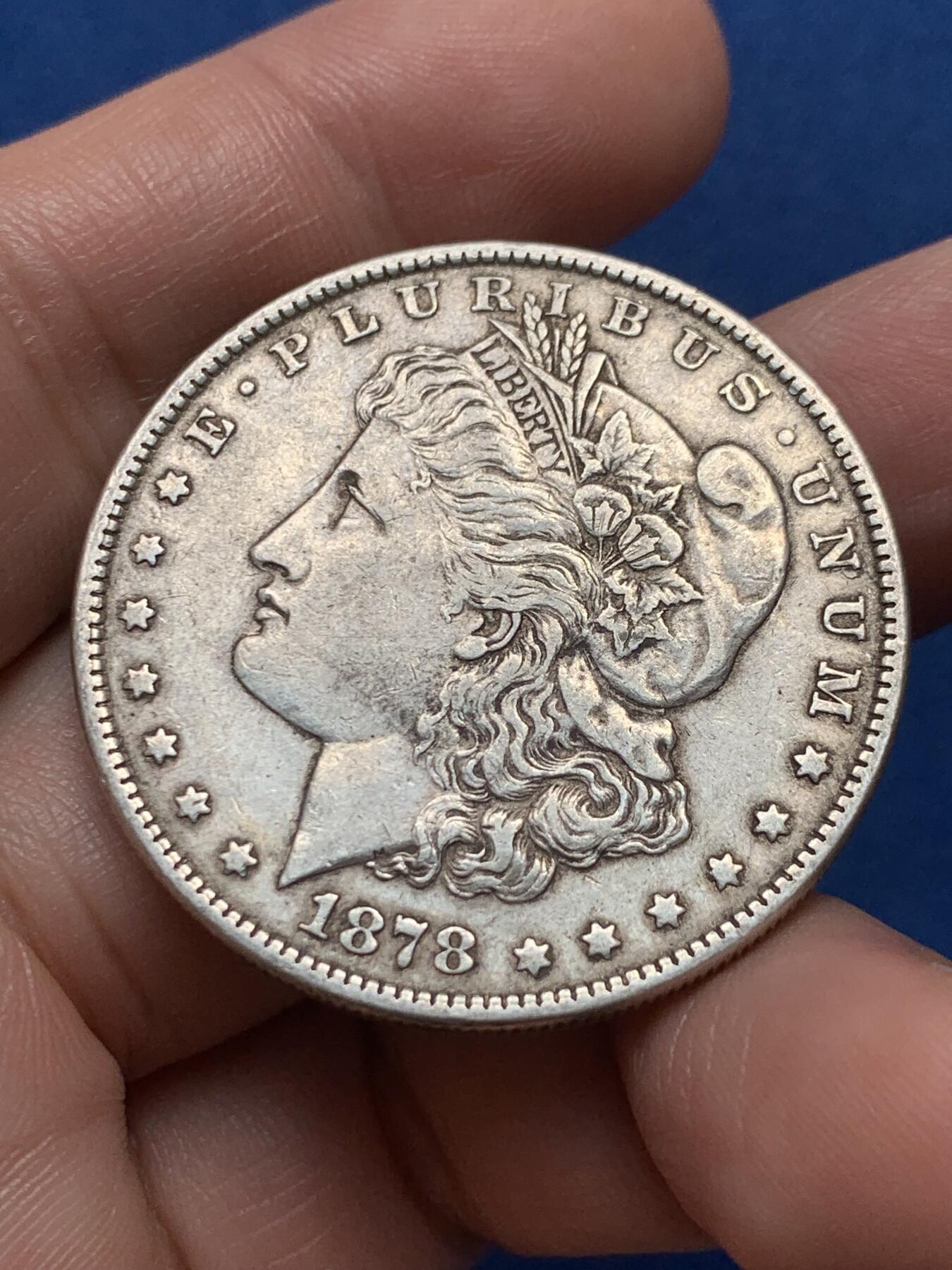 《竞宝斋》第436场 周日，周一2场连拍 （全场包邮） 美国1878年摩根一美元银币，首年版