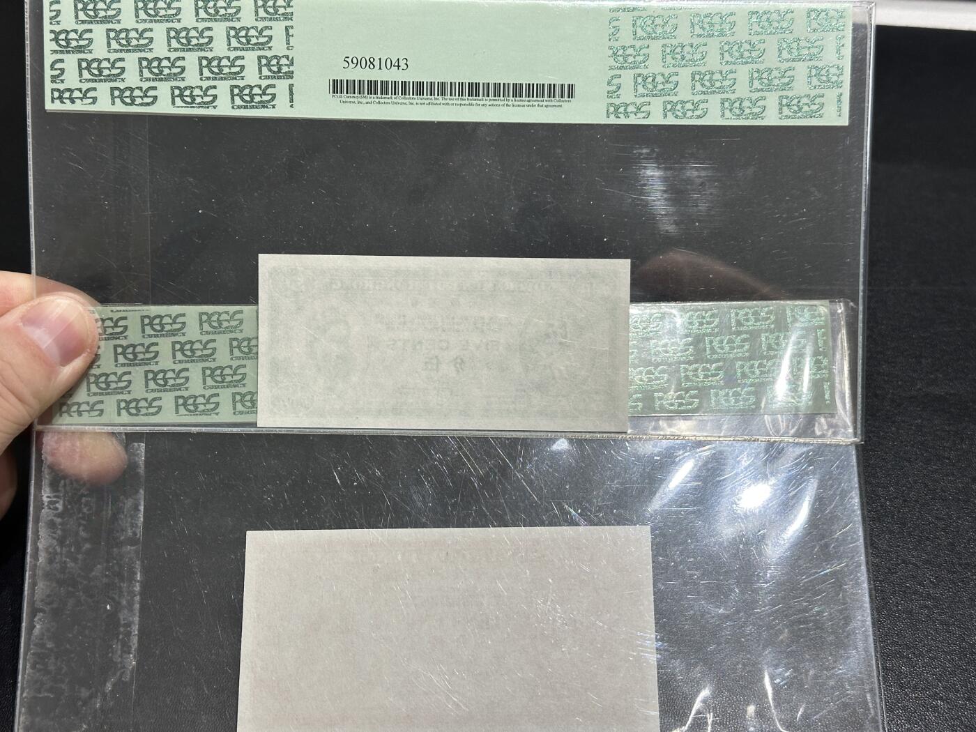 《外钞收藏家》第五百八十三期（精选场）（本期拍品丰富）（本平台长期征集拍品、欢迎藏友们联系合作） 1961-65年香港政府5和10分 2张一起 PCGS绿标68