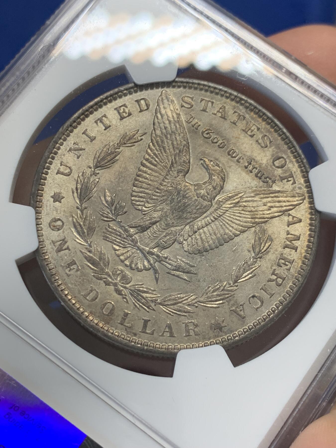 《竞宝斋》第436场 周日，周一2场连拍 （全场包邮） NGC MS62 美国 1898年 摩根 1美圆银币 双面彩