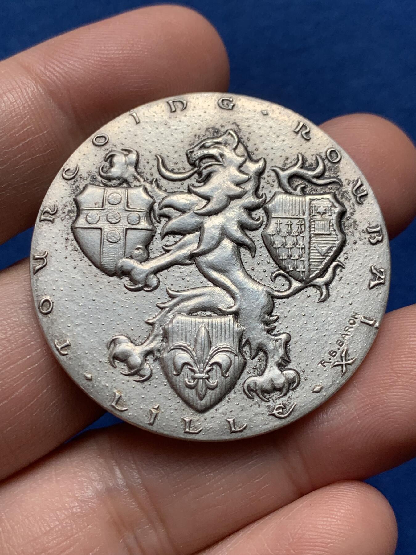 《竞宝斋》第436场 周日，周一2场连拍 （全场包邮） 法国工业商会银质奖章 直径40.5毫米 重量34.65克 925成色 边铭：丰饶角1* UNC好品相