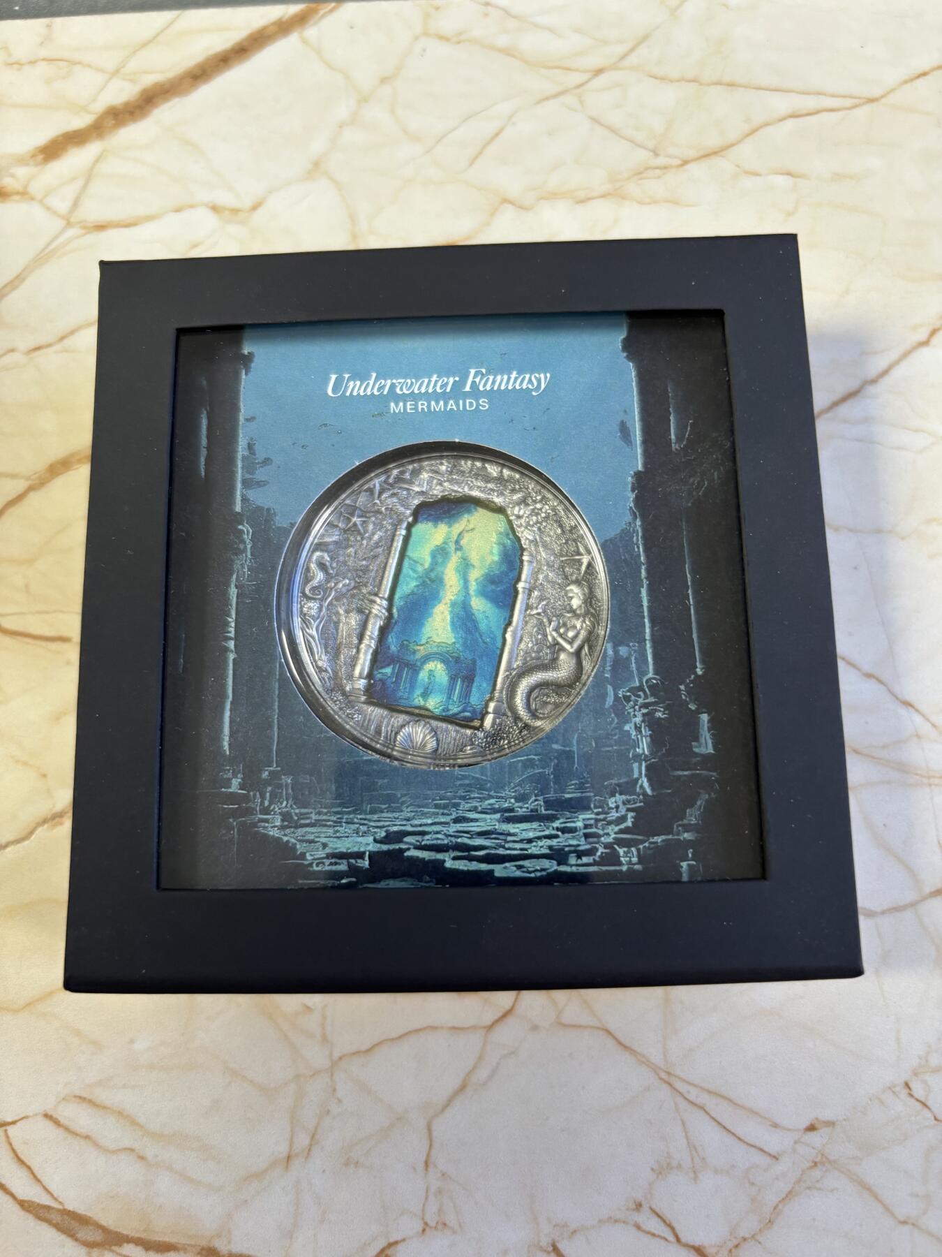 第181期拍卖 帕劳2024年水下幻想美人鱼3盎司仿古纪念银币，999银，发行777枚，