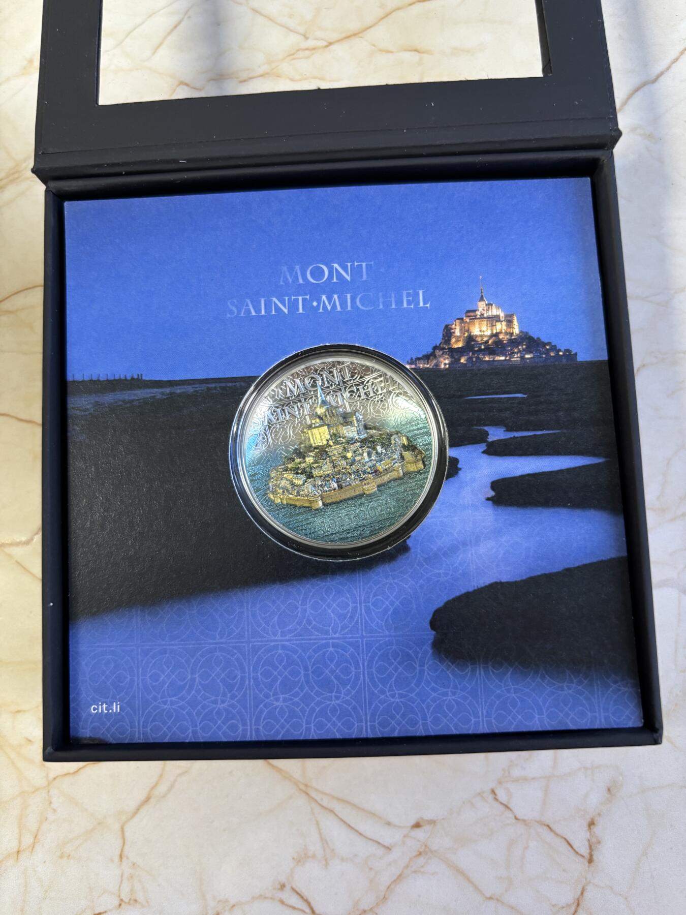 第181期拍卖 库克2023年圣米歇尔山2盎司超高浮雕彩色纪念银币，999银，发行500枚