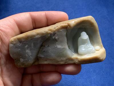 《竞宝斋》第436场 周日，周一2场连拍 （全场包邮） - 达摩玉雕，尺寸约93*38MM，重约221.6克，脸部细节也不错，适合摆设观赏