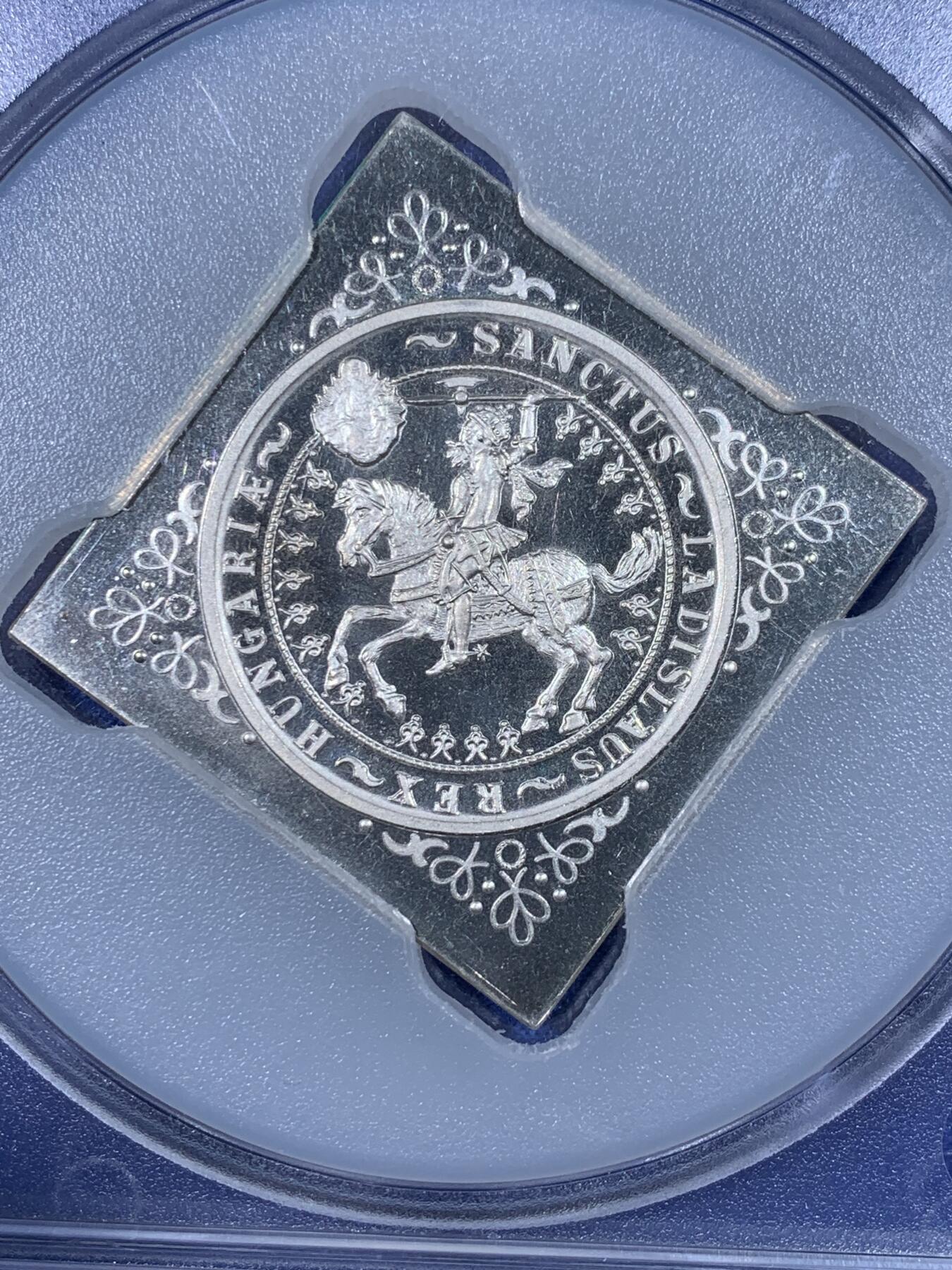 《竞宝斋》第436场 周日，周一2场连拍 （全场包邮） 冠军分 PCGS PR65CAM 匈牙利未剪边5潘果菱形大银币 目录编号X#PN12.2 非常少的RESTRIKE品种  加大盒装