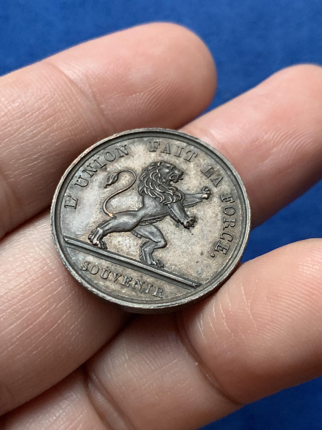 《竞宝斋》第436场 周日，周一2场连拍 （全场包邮） 比利时 1831 利奥波德一世宣誓就职纪念章 6.9克 25.2mm