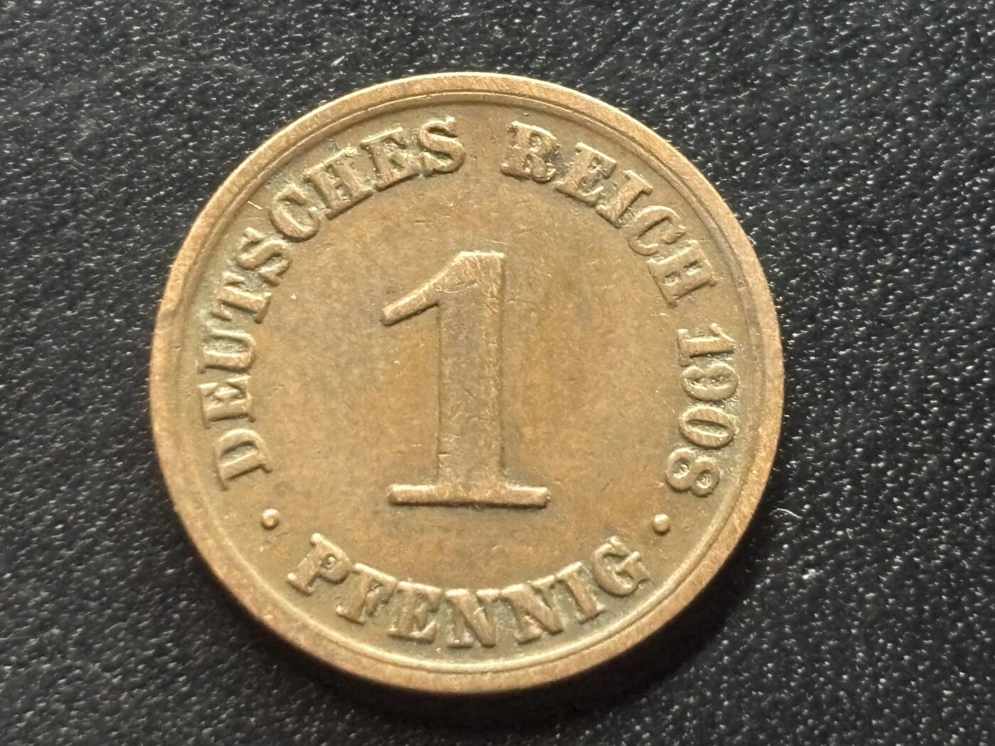 邮泉阁限时拍卖第三十五场 德国硬币专场（硬币在国外。请付邮费6元。） 德意志帝国1908年1芬尼A版