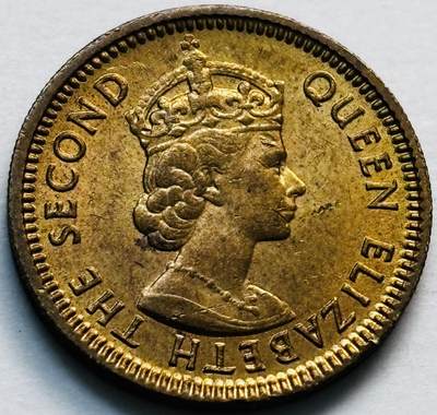 文馨钱币收藏第 280 场， 长期接收代拍品 - 原铜光品相 1967 年英属香港五仙铜币，伊丽莎白二世时期，第一版关门年