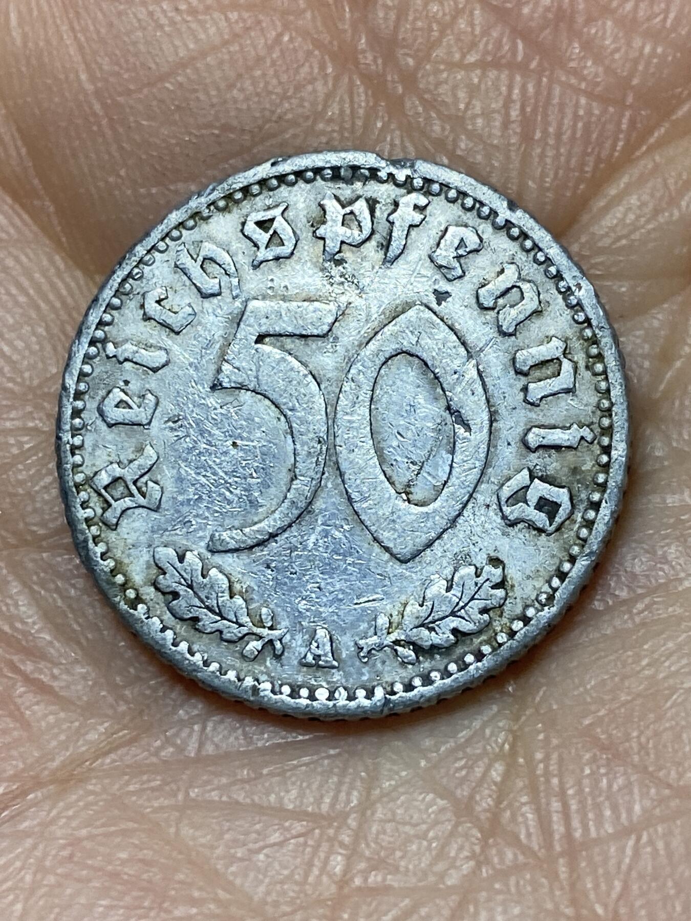 2025年第一百二十六场(总第一百五十二场）外国好品散币(免佣金) 少见–德意志第三帝国1940年50芬尼(A标，柏林造)