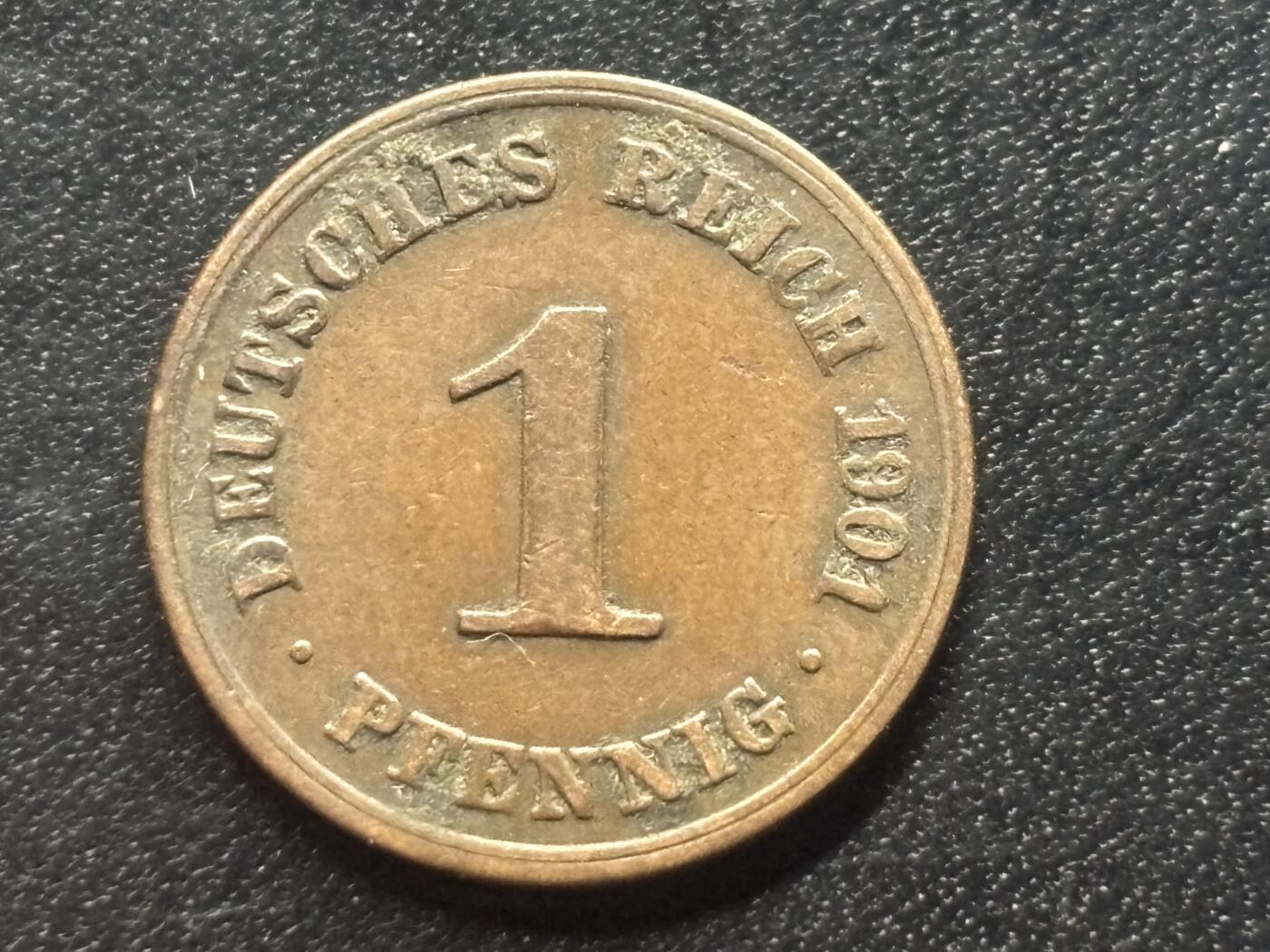 邮泉阁限时拍卖第三十五场 德国硬币专场（硬币在国外。请付邮费6元。） 德意志帝国1901年1芬尼A版