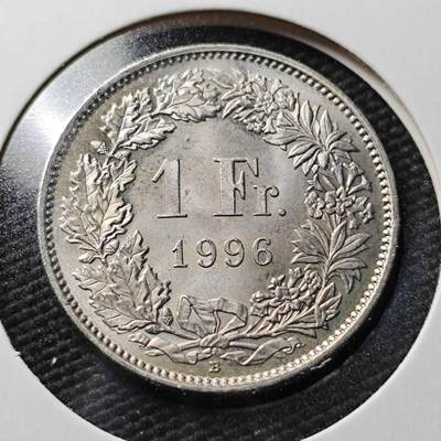 KK钱币收藏小铺  第367场  2月预留时间 周末发货 -  1996瑞士1法郎 好品