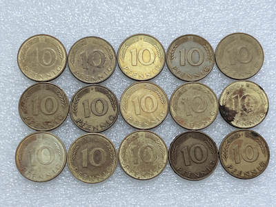 第一海外回流一元起拍收藏 散集专场  第264期 - 德国10芬尼硬币 15枚